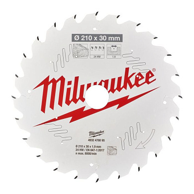 Диск пильный 210/30х1,9 мм 24 зуб. Milwaukee 4932478095