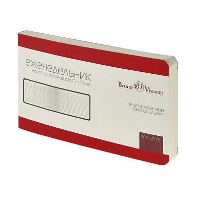 Еженедельник недатированный "Megapolis Velvet Flex", А6, 160 страниц, линейка, красный