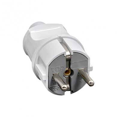 Вилка прямая усиленная с заземлением белая 16А 250В EKF Proxima AVP16-10-r