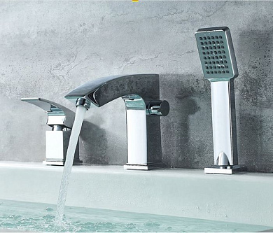 Смеситель врезной в борт ванны, латунь, хром Ledeme L1198