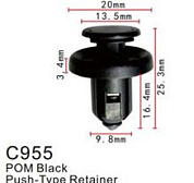 Клипса для крепления внутренней обшивки а/м Хендай/ Хонда пластиковая, 100 шт Forsage C0955(Hyundai/Honda)