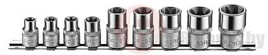 Набор головок Force 4095 Е-профиль (Torx) (Е10-Е24) 9 пр. 3/8''и 1/2''