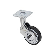 Колесо меб. GALAXY d60 h94 с площадкой, хром/черный AKS 122703