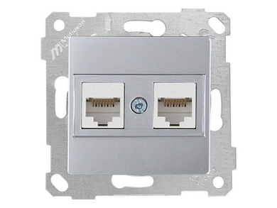 Розетка компьютерная 2xRJ45, Cat6, скрытая, без рамки, серебро, RITA, Mutlusan 22001410182