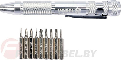 Отвёртка-ручка реверсная с набором бит 10 пр. Vorel 64400