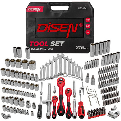 Набор инструментов 216 пр. 6-гр 1/4"&3/8"&1/2" DISEN DS38841