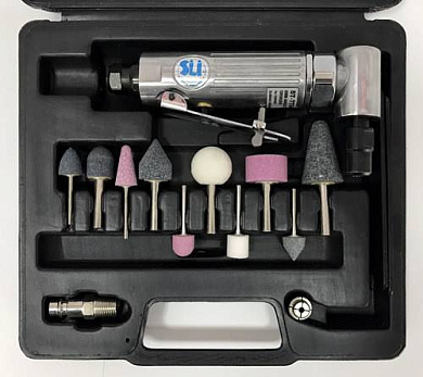 Пневм. шлиф. машинка с поворотом 90 гр., 20000 об/мин 6мм с набором камней и дисков Sumake ST-7734МK