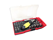 Отвертка реверсивная с набором бит, головок и адаптеров 1/4" 35 пр KINGTUL KT35