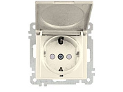 Розетка 1-ая, скрытая, без рамки, с/з, шторки,с крышкой, кремовая, DARIA, 16 A, 250 V, IP 20, Mutlusan 21006110202