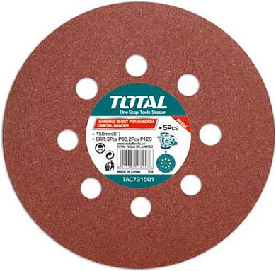 Набор шлифовальных кругов 225 мм P60, P80, P120, P150, P180, P240 6 шт TOTAL TAC732251