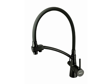 Смеситель для кухни с подключением к фильтру с гибким изливом, латунь, графит/черный Gerhans KK4855U-12