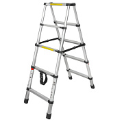 Лестница телескопическая двухсекционная 0.6-1.4+1.4 м, 4+4 ступеньки, нагрузка 150 кг, ForceKraft FK-BL-TA140
