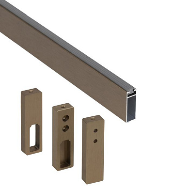 Штанга гардеробная прямоуг. FAME L-1000 с проходным и концевыми держателями, латунь браш AKS 121278