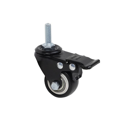 Колесо меб. DIAMOND d40 h60 с винтом М8 с торм., черный AKS 120227