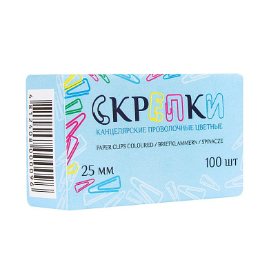 Скрепки цветные треугольные "Бугинком", 25 мм, 100 шт, ассорти