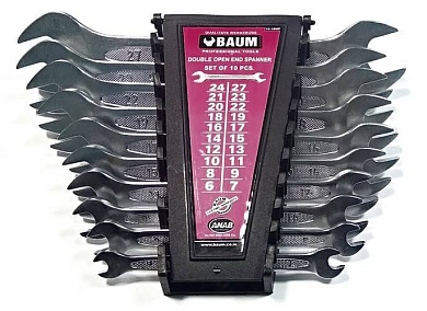Набор рожковых ключей 6-27 мм 10 пр. Baum 10-10МР
