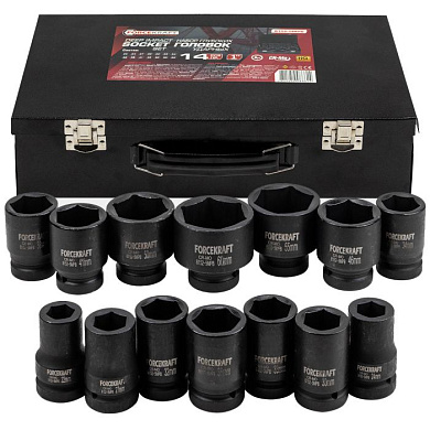 Набор головок ударных глубоких 1'' 14 пр. 6-гр 22-60 мм ForceKraft FK-8152-5MPB