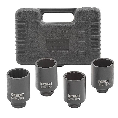 Набор глубоких ударных головок 34, 36, 38, 41 мм, 4 пр., 1/2'' 12-гр ForceKraft FK-4045-9MPB