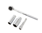 Набор инструментов для свечей зажигания 4 пр., 3/8'', 16 мм, 21 мм, удлинитель-75 мм, трещотка-180 мм, KINGTUL KT-807S4