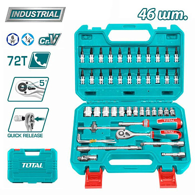 Набор инструментов 46 пр 1/4" 6-гр TOTAL TTHT141462
