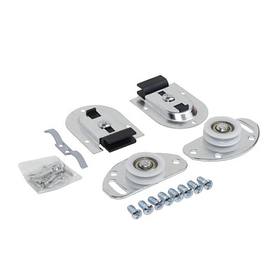 Комплект FAST для 1 раздвижной двери 50 кг (ролики верх и низ, стопор, еврошурупы) AKS 38344