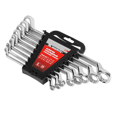 Набор ключей накидных 8 шт., 6-22мм, CrV, Elliptical, зеркальное хромирование Matrix Master 15338