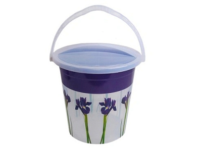 Ведро платиковое крышкой "Декор" "", л РУССПЛАСТ РП-1014 Ирис