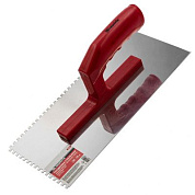 Гладилка из нержавеющей стали, 280 х 130 мм, зеркальная полировка, пластмассовая ручка, зуб 4 х 4 мм Matrix 86780