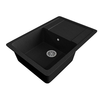 Мойка каменная, прямоугольная одночашевая, GS-15, 640*505мм, черный, врезная, Gamma Stone 113129