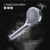 Душевая лейка 3 режима, "ручной душ", пластик, хром Ledeme L06