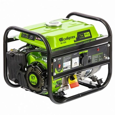 Генератор бензиновый БС-1200, 1 кВт, 230 В, четырехтактный, 5,5 л, ручной стартер Сибртех 94541