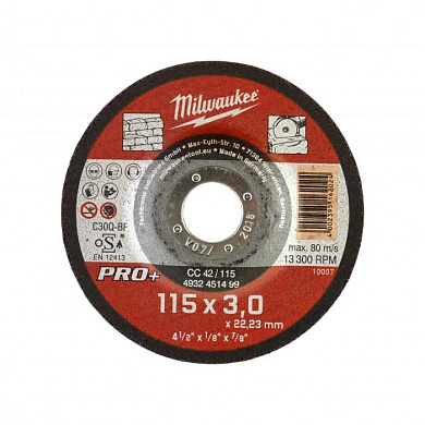 Отрезной диск по камню CC 42/115х3 PRO+ Milwaukee 4932451499