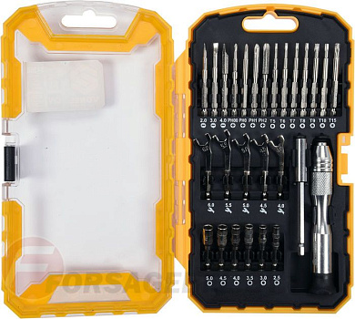 Отвёртка реверсивная с набором биты 27 пр. CrV Vorel 64386