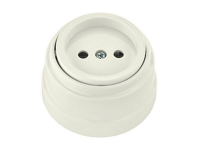 Розетка 1-ая (открытая, б/з) бежевая, Ретро, (без монтажной панели) Bylectrica РА16-0201беж