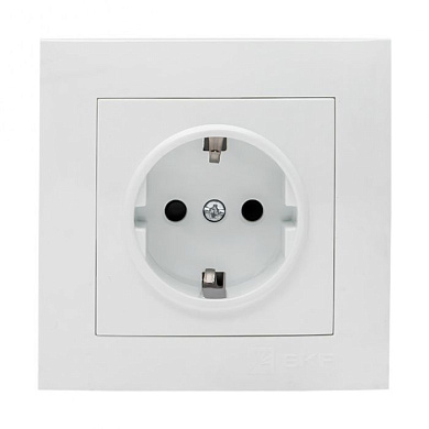 Валенсия розетка 1-местная с/з 16А белая с защ, штор, EKF PROxima EWR16-028-10