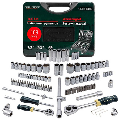 Набор инструментов 108 пр.1/4''&1/2'', 6-гр., 4-32 мм RockForce RF-41082-5EURO