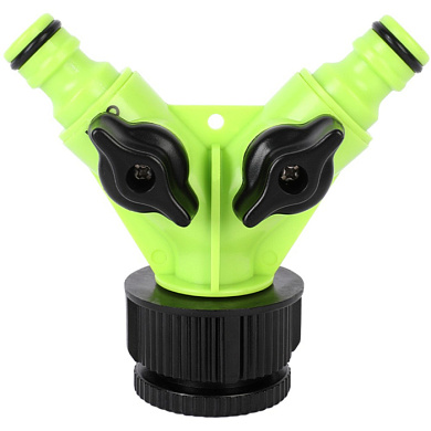 Распределитель поливочный двухканальный Deli GS EDL8797, 3/4", черный, зеленый