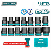 Набор ударных головок 10-27 мм 6-гр 1/2" 14 пр TOTAL THISTD12141