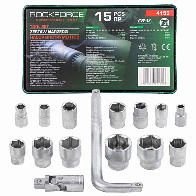 Набор головок 15 пр. 1/2" 6-гр. 10-32 мм RockForce RF-4159