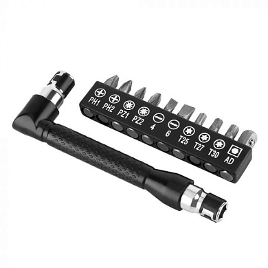 Набор бит PH, PZ, SL, TORX 1/4'' с угловой насадкой BS11-1 SET 11 пр DEKO 065-0589