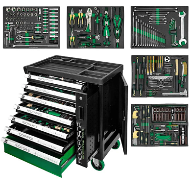 Набор инструментов 274 пр в 7-ми полочной тележке RockForce RF-55300YZ