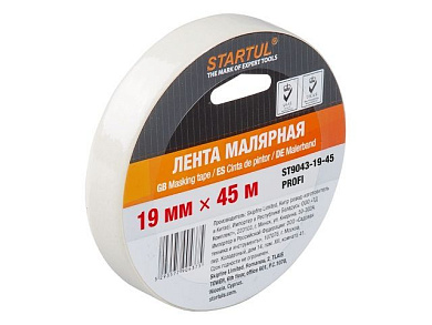 Лента малярная 19ммх45м, белая STARTUL PROFI ST9043-19-45