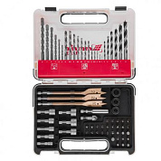 Набор сверл комбинированный, сверла по металлу 1-6 мм, бетону 3-8 мм, дереву 3-8 мм, перки, биты 30 шт, адаптер, головки 8 шт, 71 пр. Pro Matrix 725671