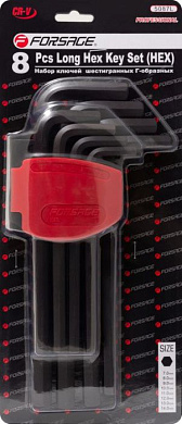 Набор Г-образных длинных 6-гр. ключей 7-14 мм 8 пр. Forsage F-5087L