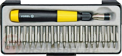 Отвёртка с набором бит 21 пр. Vorel 64370