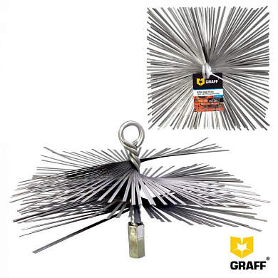 Щетка стальная квадратная 250х250 мм для чистки дымоxода GRAFF 114250