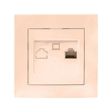 Валенсия розетка компьютерная RJ-45 1-местная кремовая EKF PROxima EWK01-035-20