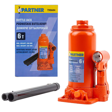 Домкрат бутылочный 6 т с клапаном, 200-385 мм Partner PA-T90604