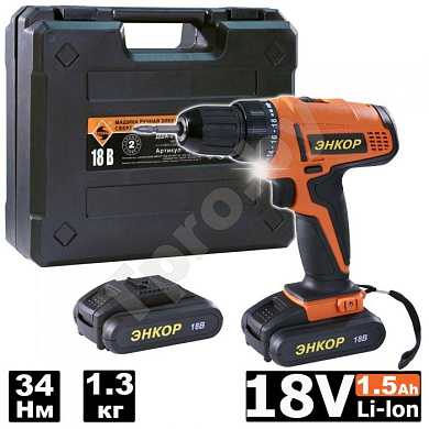 Дрель-шуруповерт аккумуляторный ДША-2 18ЭР/10ЛМ Энкор (50026)