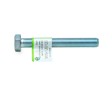 Болт с шестигранной головкой М16х120/120, DIN933, ГОСТ 7798-70, прочн. 8.8, цинк, 1 шт ЕКТ B009883